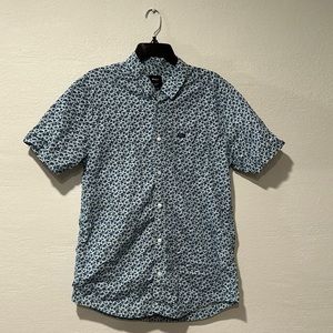 Blue Floral Mens Button Down Shirt